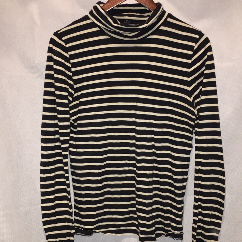 J Crew Striped Turtle Neck Top | Cotton | Size M